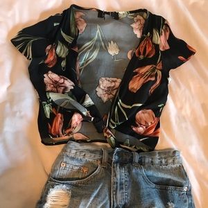 Tie floral top